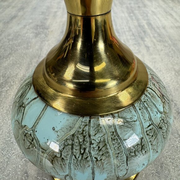 DELFT Holland Hand Painted Ceramic and Brass Vase - Picture 8 of 11